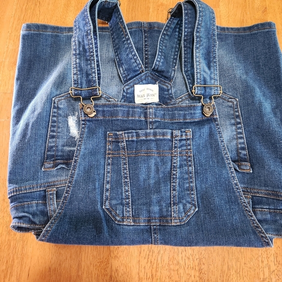 Wax Jeans Women's Juniors Distressed Denim Overall Dress Size Medium. - Picture 12 of 15